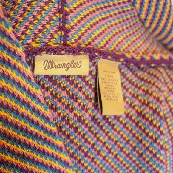 Wrangler Striped Cardigan Sweater Blanket Boho South Western Size L - Picture 4 of 4